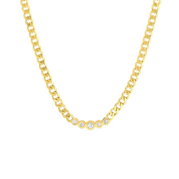 Curb Chain Necklace with Graduating Bezel Set Diamonds